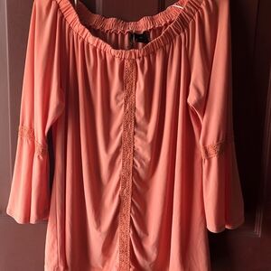 New Directions Peach Off-Shoulder Blouse